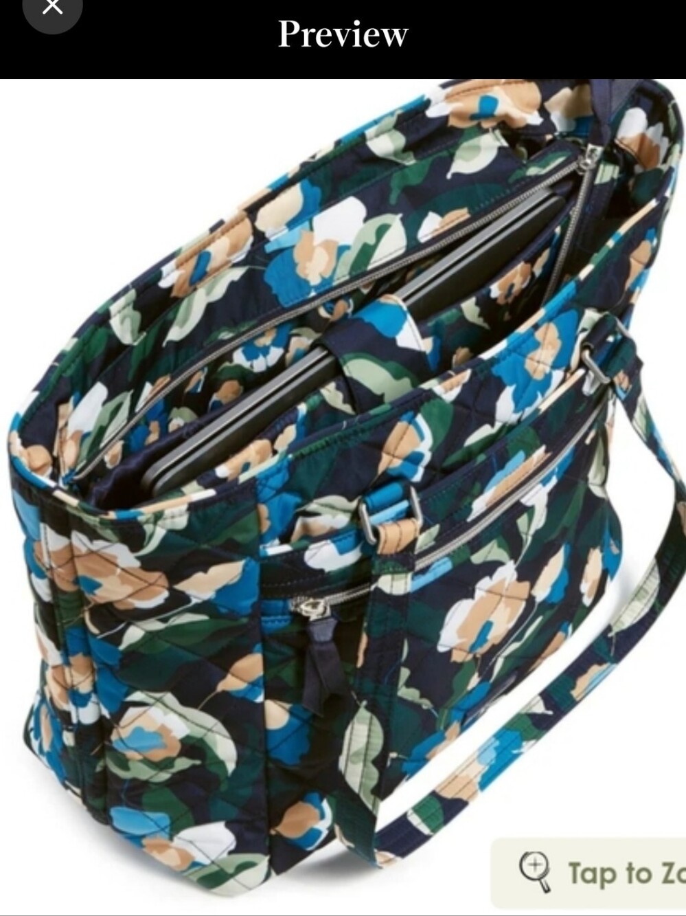 Vera Bradley Performance Twill Laptop Work Tote Immersed Blooms NWT